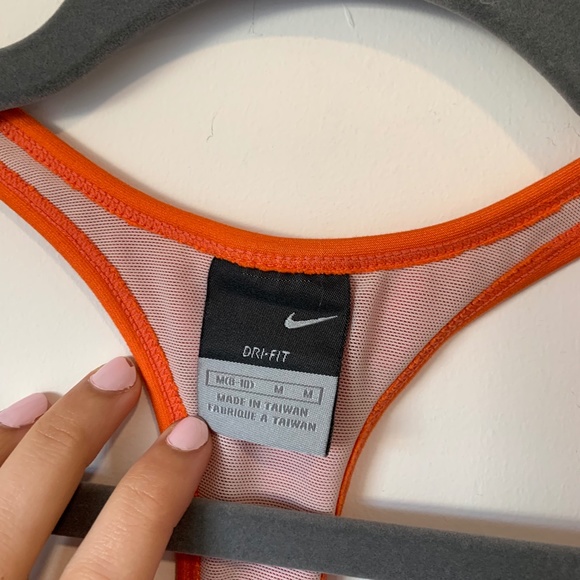 Nike Orange Pink & White Striped Built In Bra Active Tank Top - Picture 3 of 5